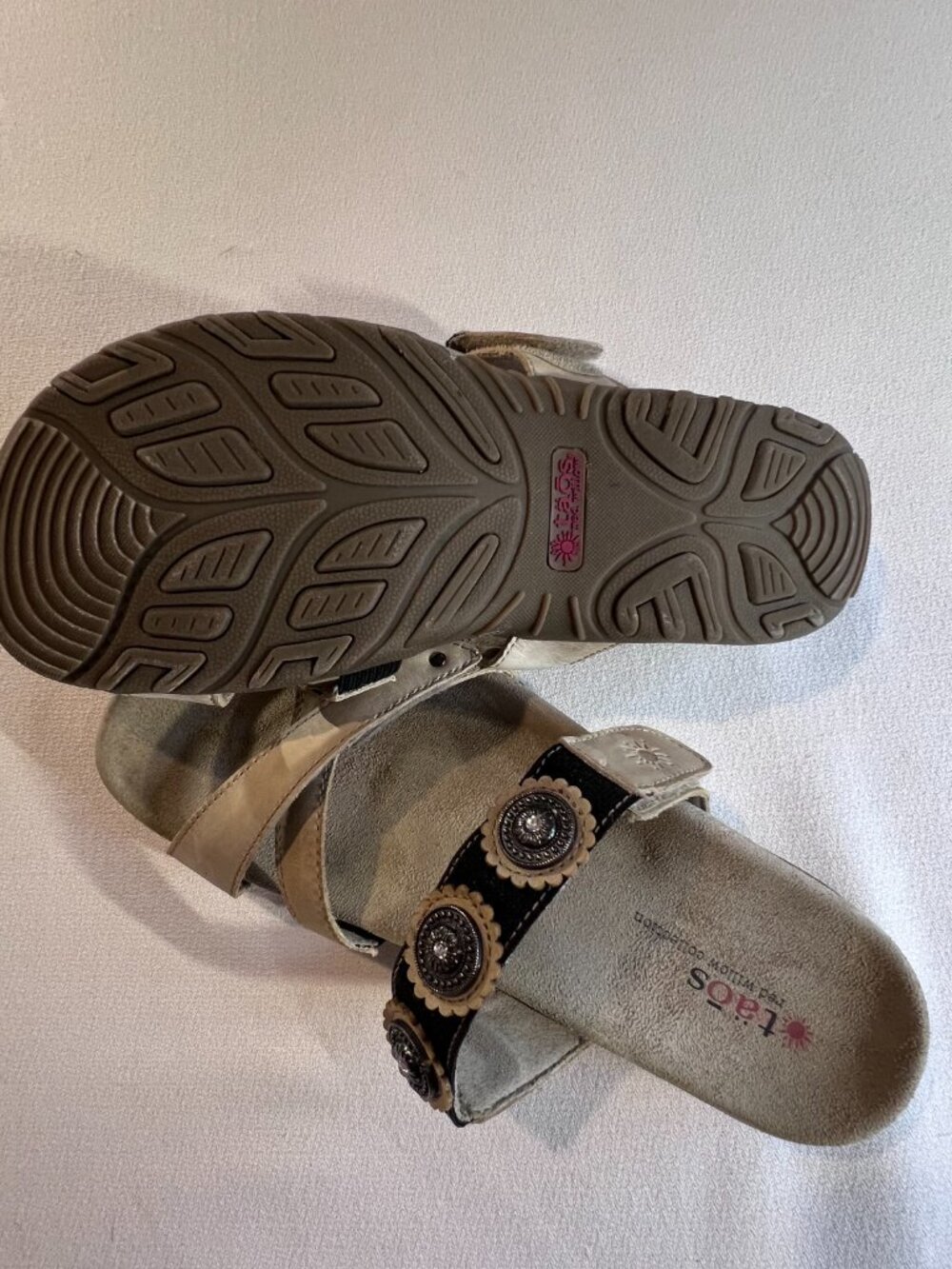 TAOS "Prize 4" sandals Red Willow Collection leather slide 3 strap Women's 8 - Picture 5 of 7